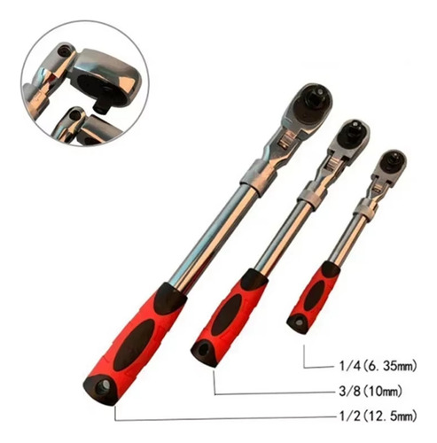 Chave De Catraca Retrátil De Aço Carbono 3/8 De 72 Dentes Au