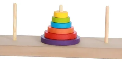 Torre De Hanói Em Madeira Woodtoy Brinquedo Educativo Colorida
