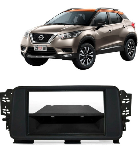 Moldura Versa Nissan Kicks 2din Preto Soft