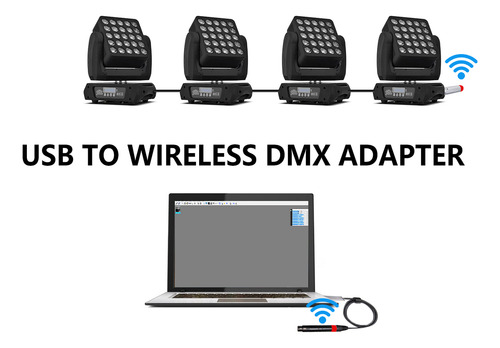 Adaptador De Transmisor Dmx Inalámbrico Usb A Cable Studio C