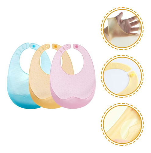  Baberos Para Bebe En Silicona Fácil Lavado Flexible X3