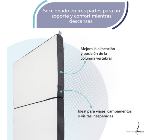 Colchón Plegable Para Visitas, Espuma Memory Foam