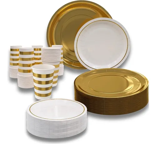 Exclusivo Platos Desechables Elegantes Boda Brillante Calida