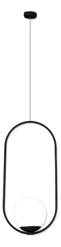 Luminária Pendente Metaldomado Alumínio Sole Oval, Preto