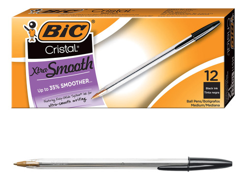 Bic Cristal Xtra Bol Igrafo Suave Negro 12 Unidad