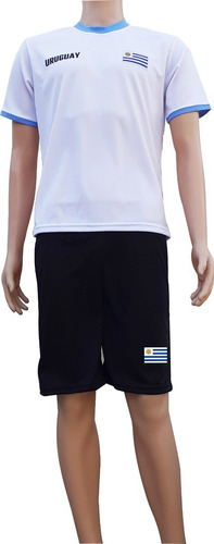 Equipo Remeras + Short Futbol Uruguay Niños