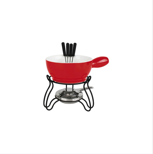 Jogo De Fondue Lausanne 8 Peças Vermelho Queijo Chocolate
