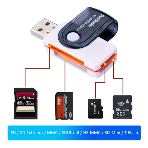 10 Adaptador Cartão Memória 4 Em 1 Microsd T-flash Mmc Sd