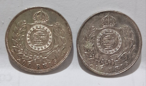 Moedas 200 Reis 1867 E 1868 Prata (Usado)