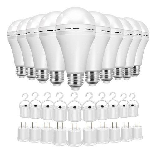 30 Bombilla Led Emergencia Recargabl Adaptador E26 K