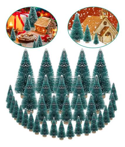 34 Minipinos, Decoración Navideña Con Nieve En Invierno