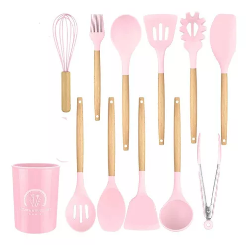 Set x 15 Utensilios de cocina en silicona y madera - Beige