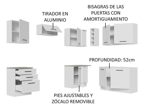 Mueble De Cocina Integral Esquinero 399cm Agata Madesa 02 B