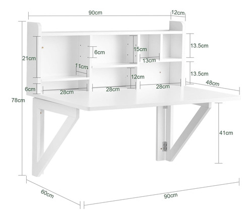 Escritorio De Pared Plegable Multifuncional Para Computadora Blanco