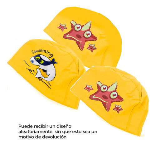 Gorro De Natación Infantil Diler Fabricado En Pu Diseño Colorido Y Estampado Divertido Protección Contra Cloro Y Ajuste Cómodo Ideal Para Niños Clases Vacaciones Alberca Color Amarillo