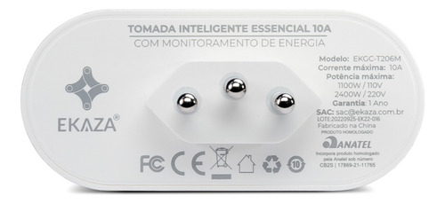 Tomada Inteligente Wifi 10a Ekaza Medidor De Consumo Smart Alexa Google Tuya Smart Life 110v