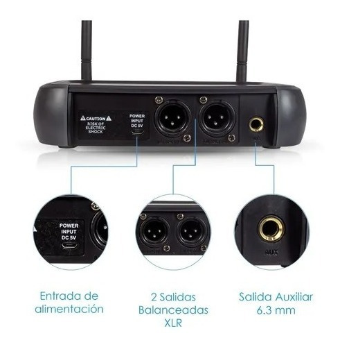Imagen 3 de 4 de Set De Micrófonos Profesional Inalámbricos Uhf Steelpro