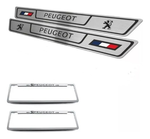 Kit X2 Cubre Zocalos Acero Inoxidable P/ Peugeot 207+patente