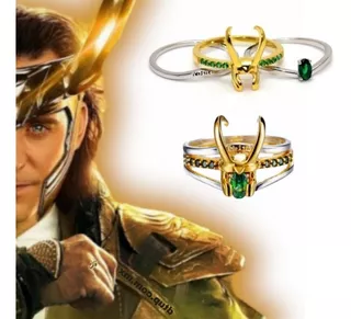 Anillo 3 En 1 Loki Príncipe Asgard Chapado En Oro De 18k