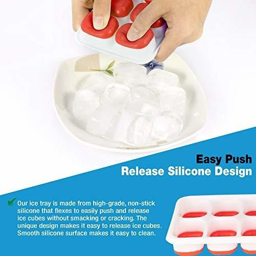 Bandejas Para Cubitos De Hielo De Silicona Apilables Rojo