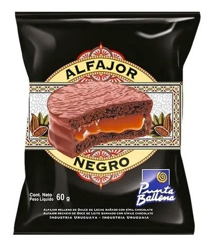 Imagen 2 de 3 de Alfajor Negro Caja X24 Unidades Punta Ballena Envio Gratis