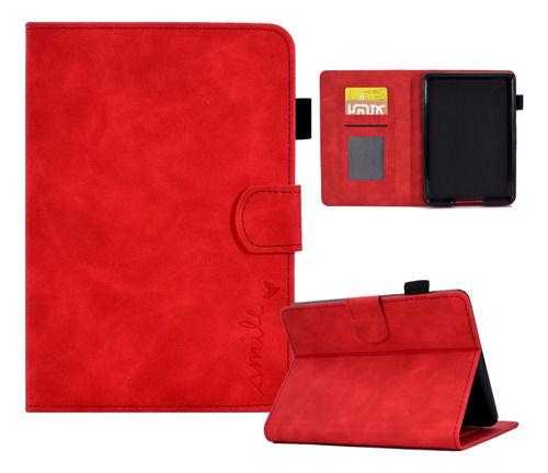 Funda De Piel Roja Para Tablet Amazon Kindle Paperwhite 4/3/