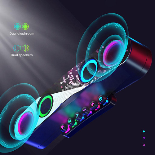 Barra De Som De Mesa Bluetooth 5.0 Sem Fio Vibrante Luz Rgb