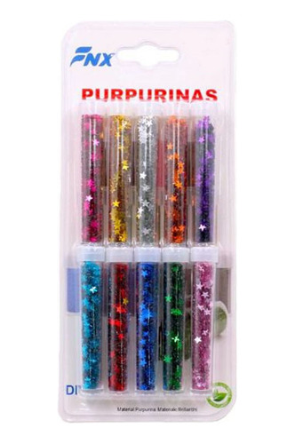 Set 10 Tubos Frascos Purpurinas Escarcha Colores 