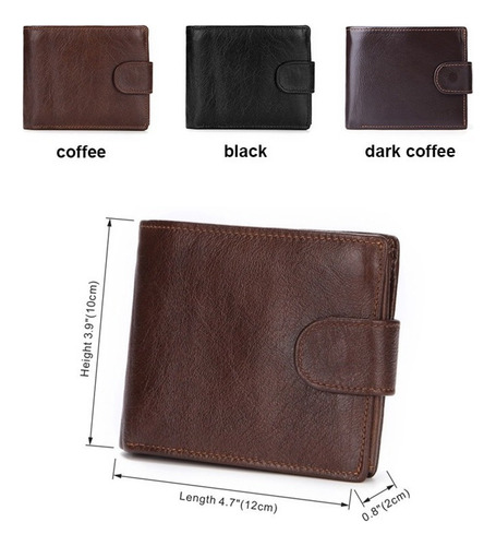Elegante Cartera Hombre Piel Genuina Porta Foto/documento