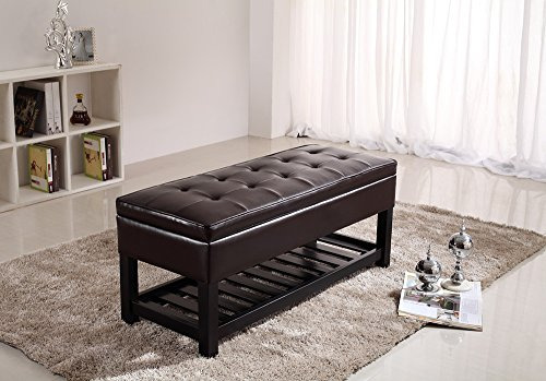 Otomana De Simpli Home Con Espacio De Almacenamiento, Madera