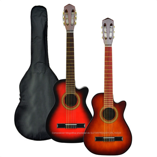 Imagen 6 de 10 de Guitarra Criolla Con Corte Mediana 3/4 Niño O Viajero Funda