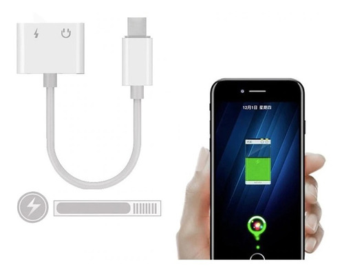 Cable Adaptador Lightning iPhone 2 En 1 Carga Y Audífonos