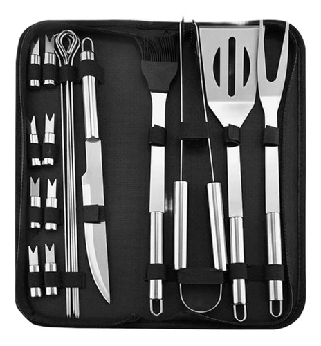 Set Asado 18pzs Kit Parrillero Acero Inoxidable