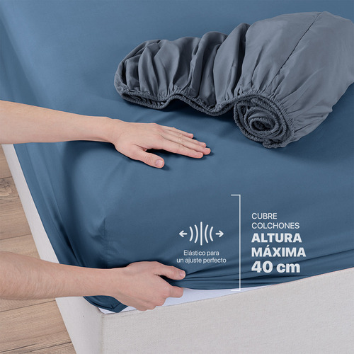 Paquete 2 Juegos De Sábanas King Size Real Textil, Microfibra Hipoalergénica Y Fresca, Azul y Gris Oscuro