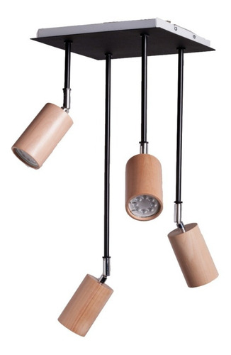Imagen 2 de 10 de Aplique Plafon 4 Luces Madera - Ng / Bl Movil Apto Led