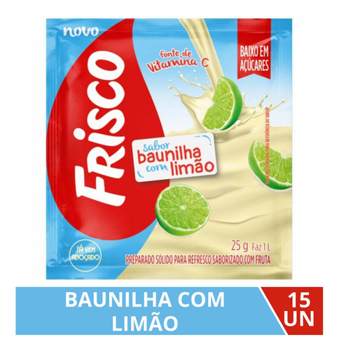 Refresco Em Pó Suco Sabor Baunilha C/ Limão Frisco - 15x25g