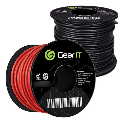 Gearit Cable De Calibre 16 (150 Pies Cada Uno, Negro/rojo) D
