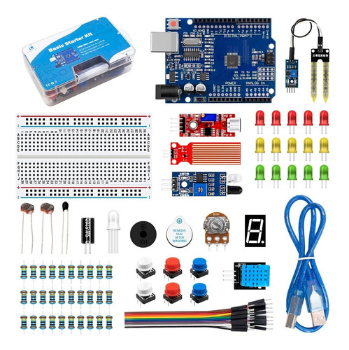 Kit Arduino Uno R3 Starter Iniciante 68 Peças Maker