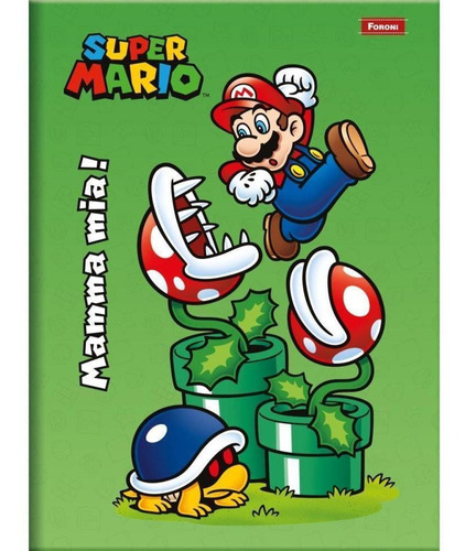 Caderno Brochurao Capa Dura Super Mario Bros 80fls Foroni Vermelho