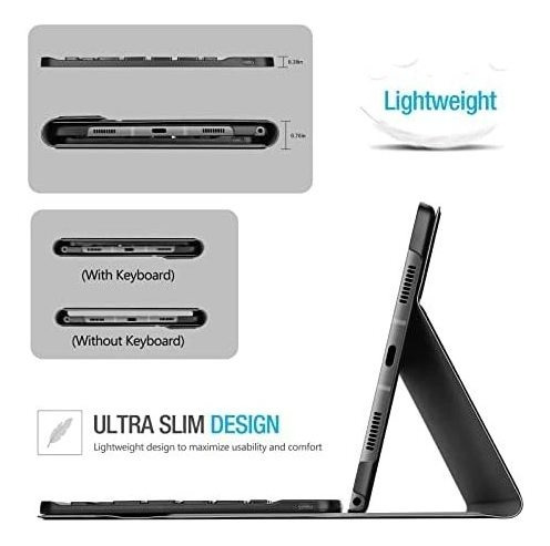 Funda Con Teclado Procase Para Galaxy Tab A8 Negra