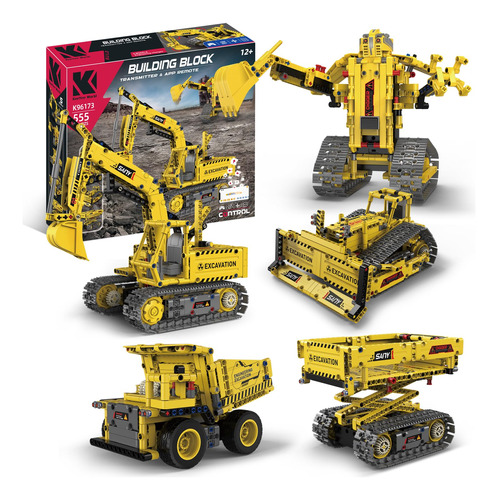 Ddlongdd Excavator Robot Stem - Juego De Bloques De Construc