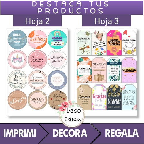 Imagen 3 de 5 de Kit Imprimible 05 Para Emprendedores A Color Etiquetas
