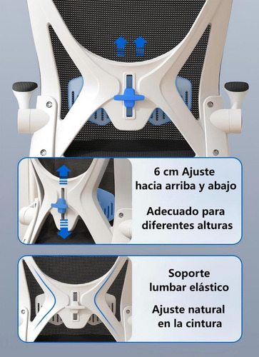 Silla Escritorio Ergonomica Reposa Cabeza Lumbar Ajustable Blanco/negro Algodón