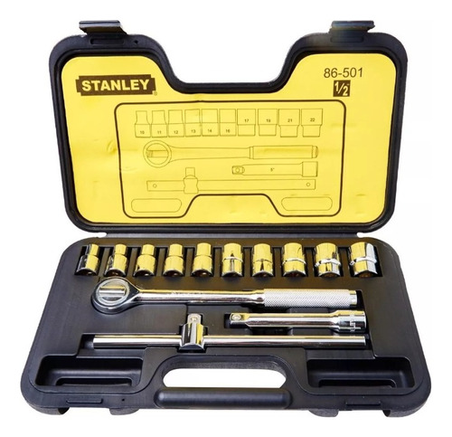 Juego De Dados 14pc Mando De 1/2 Copas 12 Puntas Stanley