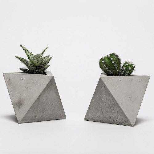 Imagen 3 de 7 de Macetas De Cemento Concreto Geometricas Triang. Minimalista
