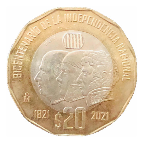 Moneda 20 Pesos Decagonal Bicentenario De La Independencia