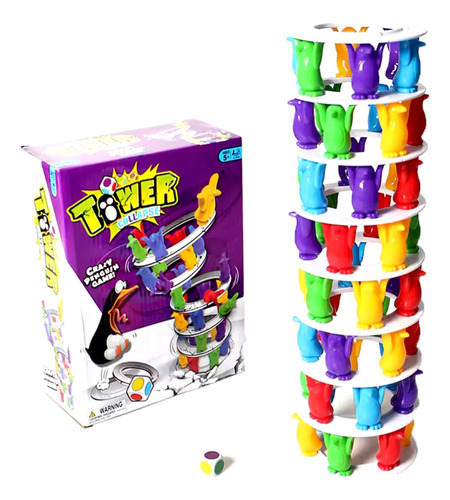 Juego De Mesa Colapso De Torre Equilibrio Pingüinos Locos