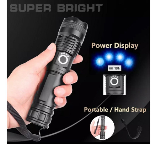Lanterna Tatica Militar T9 Acampamento Recarregavel Usb Led