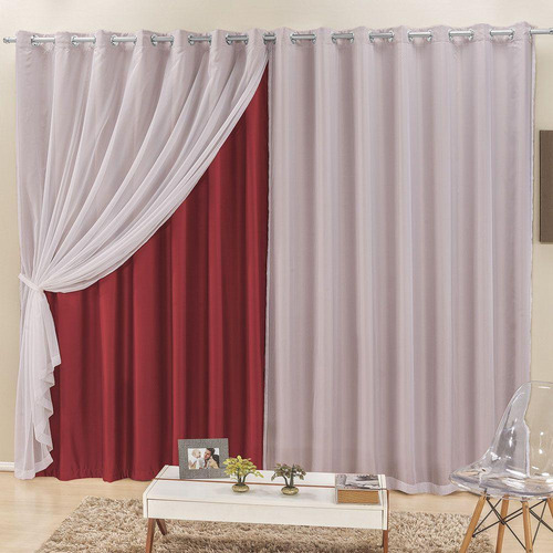 Cortina Elegance Trilho Suisso Semi Blackout 2x1,7m Vermelho