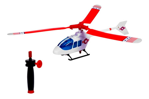 Helicóptero Que Voa A Corda De Brinquedo Com Lançador Cor Branco
